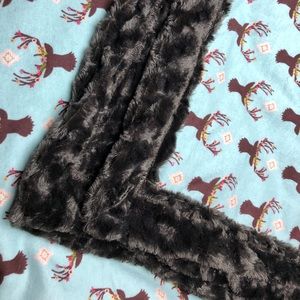 Adult Sized Deer Floral Minky Blanket